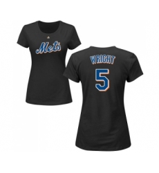 MLB Women's Nike New York Mets #5 David Wright Black Name & Number T-Shirt