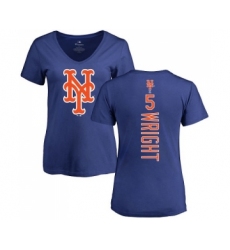 MLB Women's Nike New York Mets #5 David Wright Royal Blue Backer T-Shirt