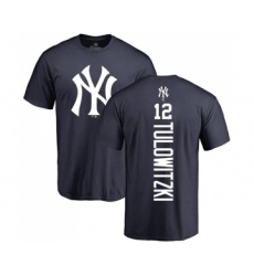 Baseball New York Yankees #12 Troy Tulowitzki Navy Blue Backer T-Shirt