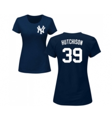 Baseball Women's New York Yankees #39 Drew Hutchison Navy Blue Name & Number T-Shirt