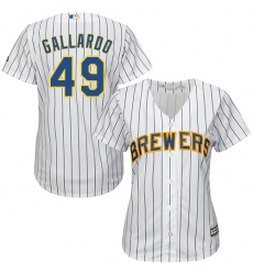 Women's Majestic Milwaukee Brewers #49 Yovani Gallardo Authentic White Alternate Cool Base MLB Jersey