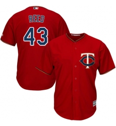 Youth Majestic Minnesota Twins #43 Addison Reed Replica Scarlet Alternate Cool Base MLB Jersey