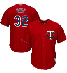 Youth Majestic Minnesota Twins #32 Zach Duke Authentic Scarlet Alternate Cool Base MLB Jersey