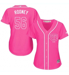 Women's Majestic Minnesota Twins #56 Fernando Rodney Authentic Pink Fashion Cool Base MLB Jersey