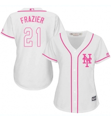 Women's Majestic New York Mets #21 Todd Frazier Replica White Fashion Cool Base MLB Jersey