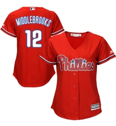 Women's Majestic Philadelphia Phillies #12 Will Middlebrooks Authentic Red Alternate Cool Base MLB Jersey