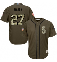 Men's Majestic Seattle Mariners #27 Ryon Healy Authentic Green Salute to Service MLB Jersey
