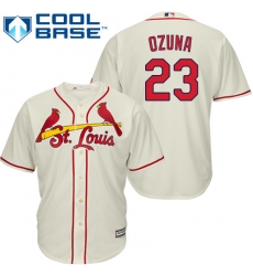 Men's Majestic St. Louis Cardinals #23 Marcell Ozuna Replica Cream Alternate Cool Base MLB Jersey