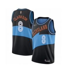 Women's Cleveland Cavaliers #8 Jordan Clarkson Swingman Black Hardwood Classics Finished Basketball Jersey