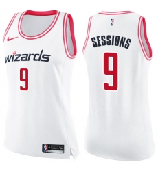 Women's Nike Washington Wizards #9 Ramon Sessions Swingman White/Pink Fashion NBA Jersey