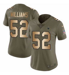 Women's Nike Dallas Cowboys #52 Connor Williams Limited Olive/Gold 2017 Salute to Service NFL Jersey