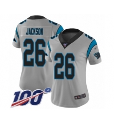 Women's Carolina Panthers #26 Donte Jackson Silver Inverted Legend Limited 100th Season Football Jersey