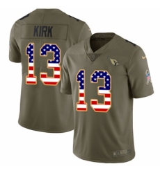 Youth Nike Arizona Cardinals #13 Christian Kirk Limited Olive/USA Flag 2017 Salute to Service NFL Jersey
