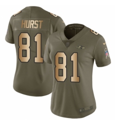Women's Nike Baltimore Ravens #81 Hayden Hurst Limited Olive Gold Salute to Service NFL Jersey