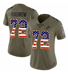 Women's Nike Detroit Lions #72 Frank Ragnow Limited Olive/USA Flag Salute to Service NFL Jersey
