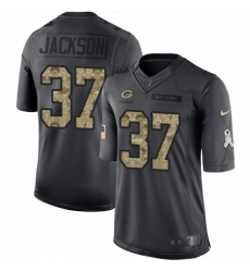 Men's Nike Green Bay Packers #37 Josh Jackson Limited Black 2016 Salute to Service NFL Jersey