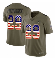 Youth Nike Miami Dolphins #29 Minkah Fitzpatrick Limited Olive USA Flag 2017 Salute to Service NFL Jersey