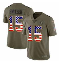 Youth Nike Oakland Raiders #15 Ryan Switzer Limited Olive/USA Flag 2017 Salute to Service NFL Jersey