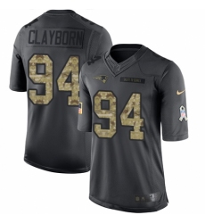 Youth Nike New England Patriots #94 Adrian Clayborn Limited Black 2016 Salute to Service NFL Jersey