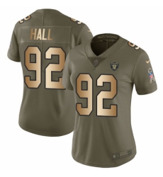 Women's Nike Oakland Raiders #92 P.J. Hall Limited Olive/Gold 2017 Salute to Service NFL Jersey