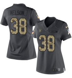 Women's Nike Oakland Raiders #38 Nick Nelson Limited Black 2016 Salute to Service NFL Jersey