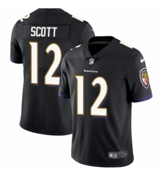 Youth Nike Baltimore Ravens #12 Jaleel Scott Black Alternate Vapor Untouchable Limited Player NFL Jersey