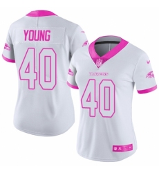 Women's Nike Baltimore Ravens #40 Kenny Young Limited White Pink Rush Fashion NFL Jersey