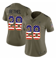 Women's Nike Atlanta Falcons #28 Justin Bethel Limited Olive/USA Flag 2017 Salute to Service NFL Jersey