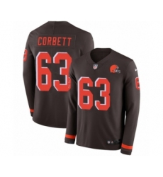 Men's Nike Cleveland Browns #63 Austin Corbett Limited Brown Therma Long Sleeve NFL Jersey