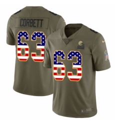 Men's Nike Cleveland Browns #63 Austin Corbett Limited Olive/USA Flag 2017 Salute to Service NFL Jersey