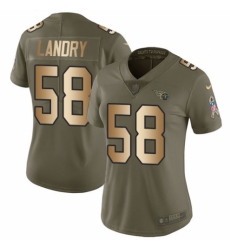 Women's Nike Tennessee Titans #58 Harold Landry Limited Olive/Gold 2017 Salute to Service NFL Jersey