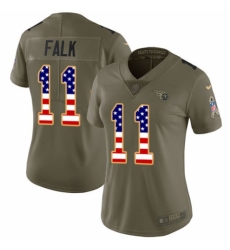 Women's Nike Tennessee Titans #11 Luke Falk Limited Olive/USA Flag 2017 Salute to Service NFL Jersey