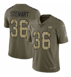 Youth Nike Tampa Bay Buccaneers #36 M.J. Stewart Limited Olive/Camo 2017 Salute to Service NFL Jersey