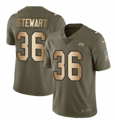Youth Nike Tampa Bay Buccaneers #36 M.J. Stewart Limited Olive/Gold 2017 Salute to Service NFL Jersey