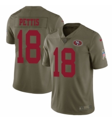 Youth Nike San Francisco 49ers #18 Dante Pettis Limited Olive 2017 Salute to Service NFL Jersey