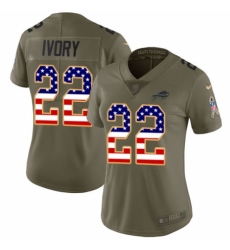 Women's Nike Buffalo Bills #22 Chris Ivory Limited Olive/USA Flag 2017 Salute to Service NFL Jersey