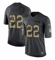 Youth Nike Buffalo Bills #22 Chris Ivory Limited Black 2016 Salute to Service NFL Jersey