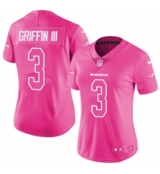 Women's Nike Baltimore Ravens #3 Robert Griffin III Limited Pink Rush Fashion NFL Jersey