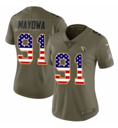 Women's Nike Arizona Cardinals #91 Benson Mayowa Limited Olive/USA Flag 2017 Salute to Service NFL Jersey