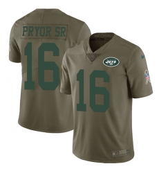Men's Nike New York Jets #16 Terrelle Pryor Sr. Limited Olive 2017 Salute to Service NFL Jersey