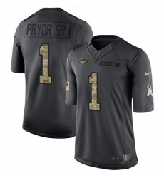Youth Nike New York Jets #1 Terrelle Pryor Sr. Limited Black 2016 Salute to Service NFL Jersey