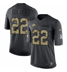 Men's Nike Kansas City Chiefs #22 Robert Golden Limited Black 2016 Salute to Service NFL Jersey
