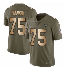 Men's Nike Houston Texans #75 Martinas Rankin Limited Olive Gold 2017 Salute to Service NFL Jersey