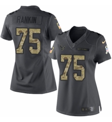 Women's Nike Houston Texans #75 Martinas Rankin Limited Black 2016 Salute to Service NFL Jersey