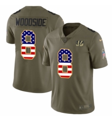 Youth Nike Cincinnati Bengals #8 Logan Woodside Limited Olive/USA Flag 2017 Salute to Service NFL Jersey