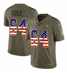 Men's Nike Arizona Cardinals #64 Mason Cole Limited Olive/USA Flag 2017 Salute to Service NFL Jersey