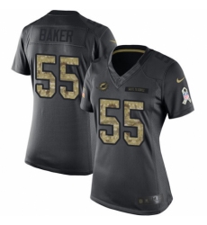 Women's Nike Miami Dolphins #55 Jerome Baker Limited Black 2016 Salute to Service NFL Jersey