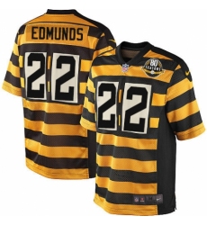 Men's Nike Pittsburgh Steelers #22 Terrell Edmunds Game Yellow Black Alternate 80TH Anniversary Throwback NFL Jersey