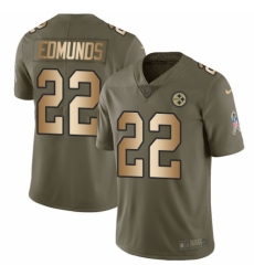 Men's Nike Pittsburgh Steelers #22 Terrell Edmunds Limited Olive Gold 2017 Salute to Service NFL Jersey
