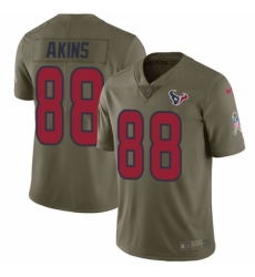 Men's Nike Houston Texans #88 Jordan Akins Limited Olive 2017 Salute to Service NFL Jersey
